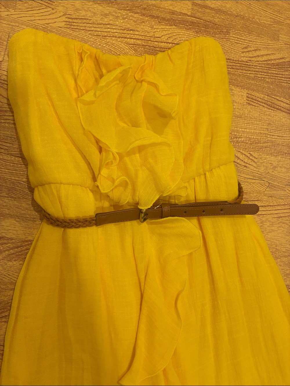 BCX Yellow Strapless Ruffle Dress - Picture 3 of 5